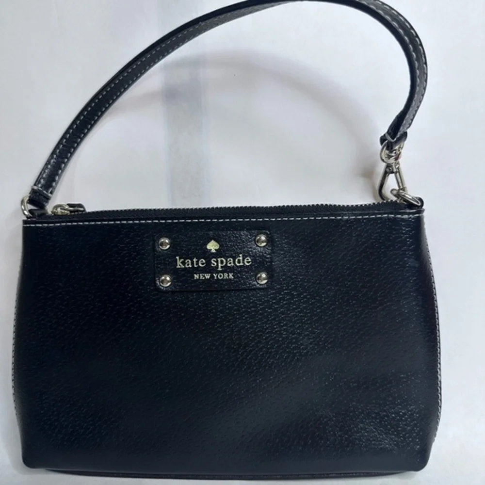 Kate Spade Wellesley Linet Leather Wristlet Top Handle – Black